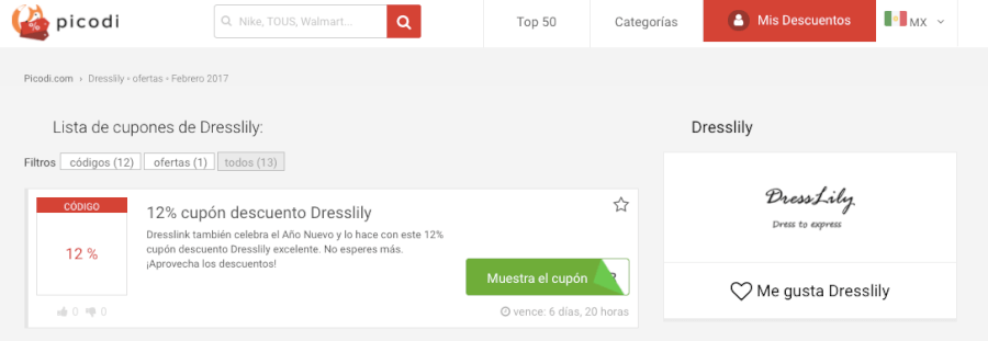 cupones descuento Dresslily en Picodi