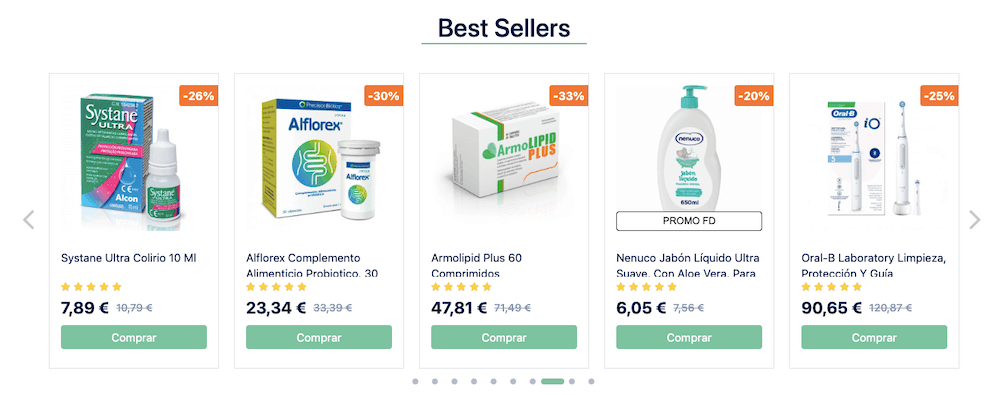 Los productos más vendidos en Farmaciasdirect
