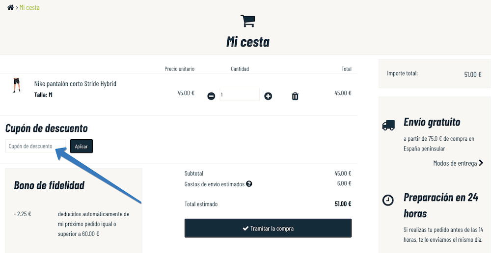 Dónde ingresar el cupón descuento i-Run en la página web