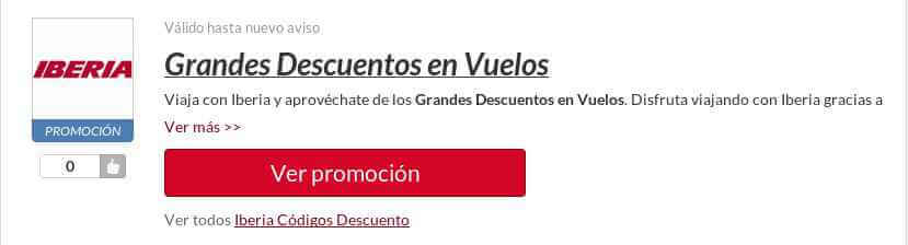 codigo promocional Iberia Ejemplo Código Descuento Iberia