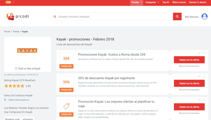 kayak ofertas picodi