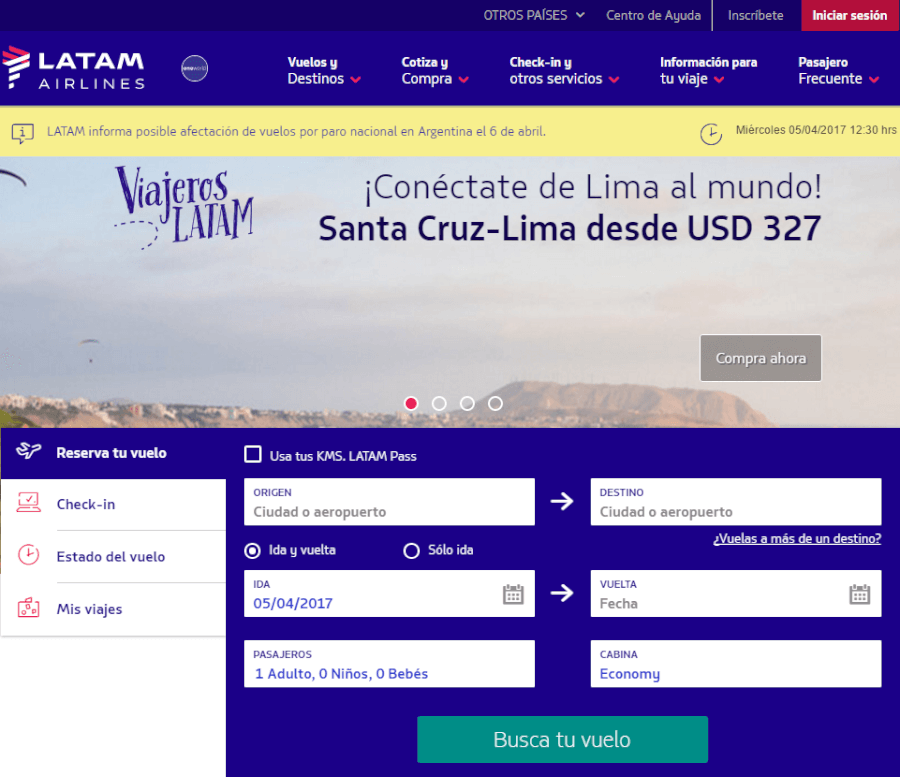 Home de Aerolineas Latam Home Latam Airlines