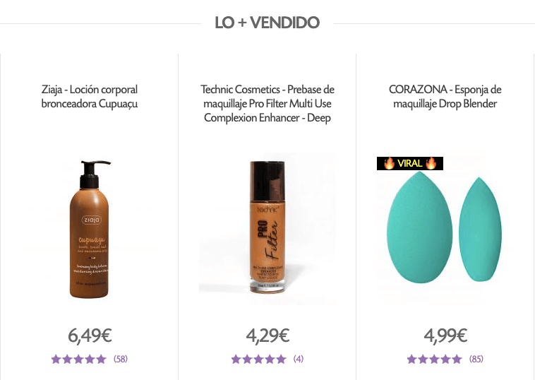 Los productos más vendidos en Maquillalia