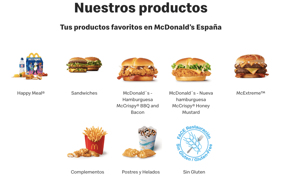 Qué tipos de platos se puede comprar en McDonald’s