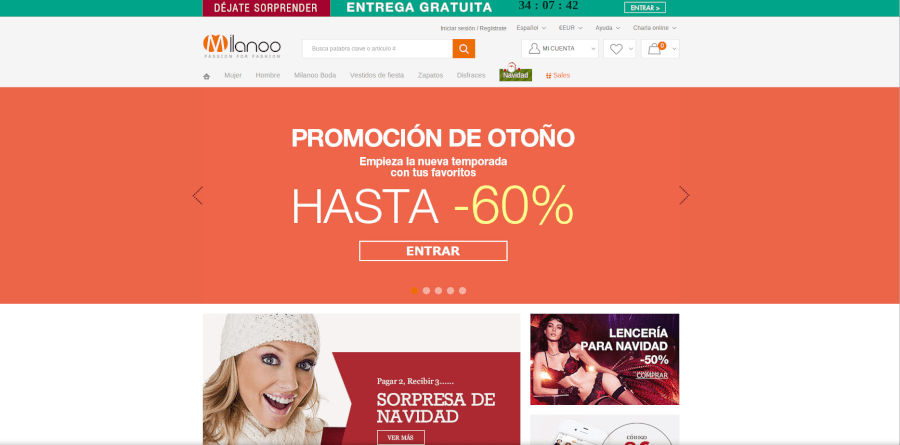 Página principal de Milanoo - una de las mejores tiendas de ropa online