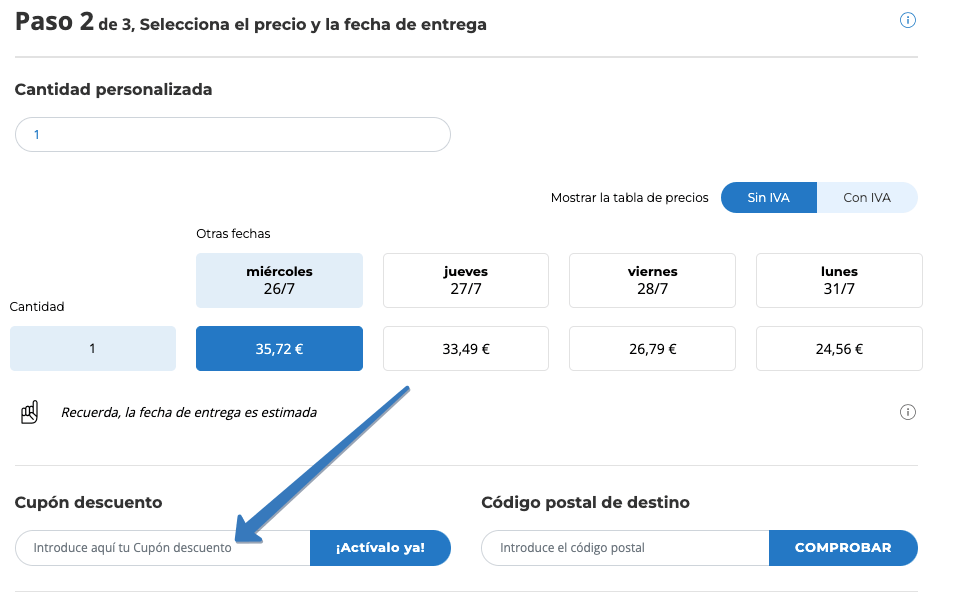 Dónde ingresar el cupón descuento Pixartprinting en la página web