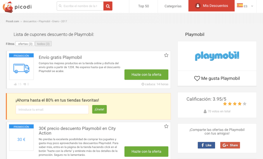 Cupon descuento tienda online playmobil sales