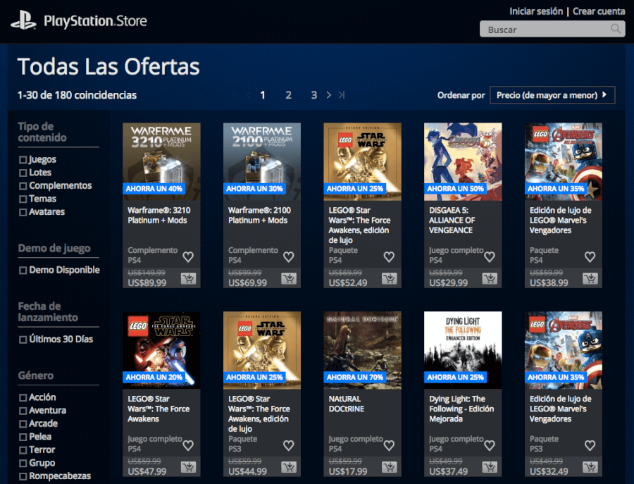 ofertas playstations store pagina home de la tienda online playstation