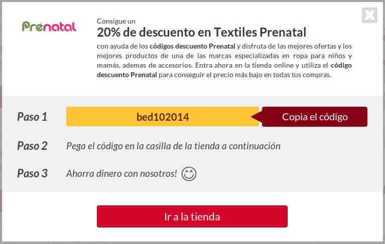 código promocional Prenatal Ejemplo de Código Descuento Prenatal