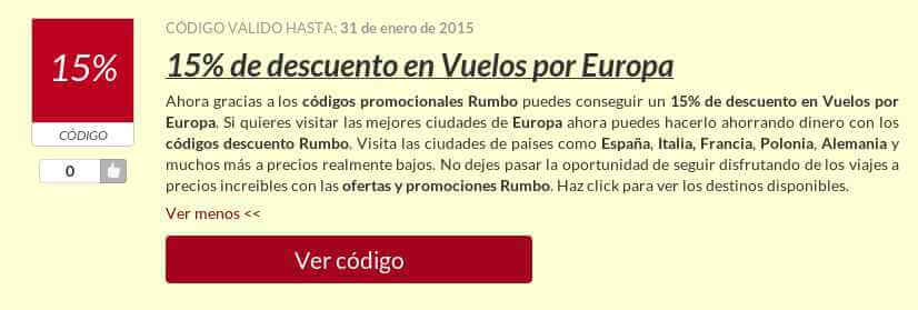 ejemplo codigo descuento rumbo codigo descuento rumbo