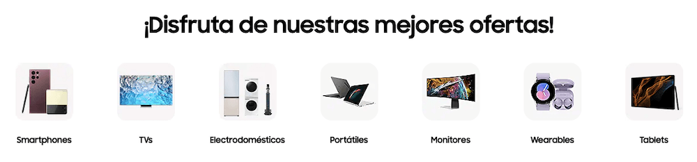 Las categorías de productos vendidos en Samsung
