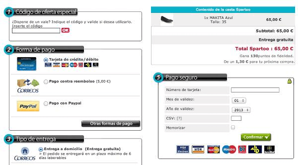 Spartoo cesta de compra Realizacion del pedido con codigos promocionales Spartoo