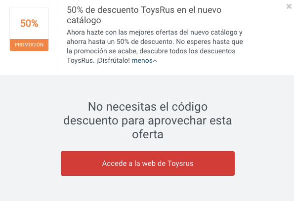 código promocional Toysrus Ejemplo Código Descuento ToysRus