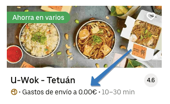 Costos de entrega Uber Eats