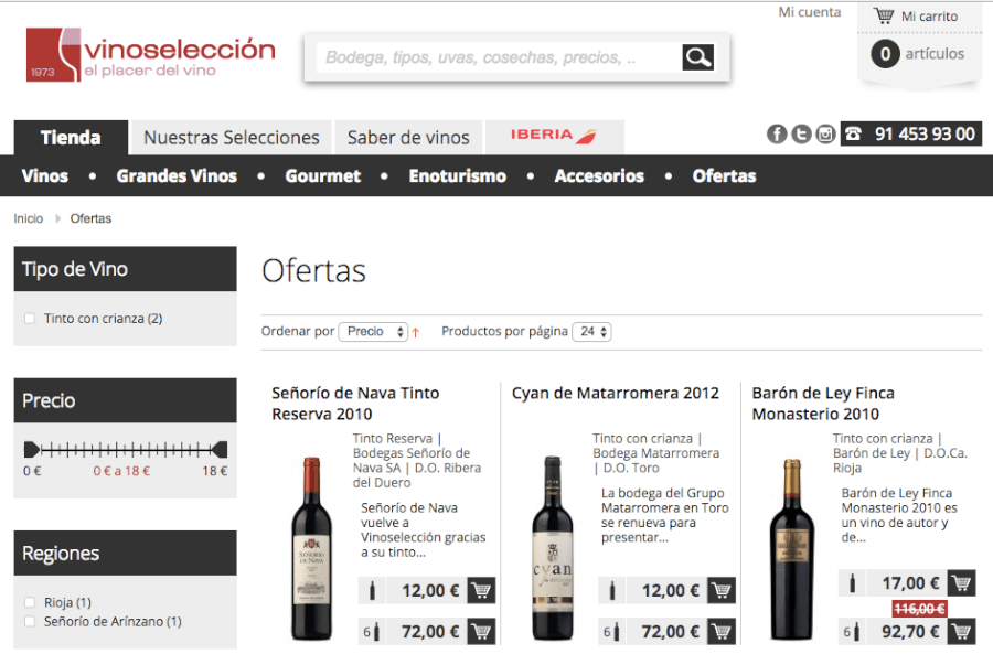 pagina de inicio de la tienda online vinoseleccion pagina de inivio vinoseleccion