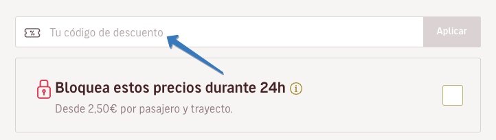 Dónde ingresar el código de descuento en Volotea