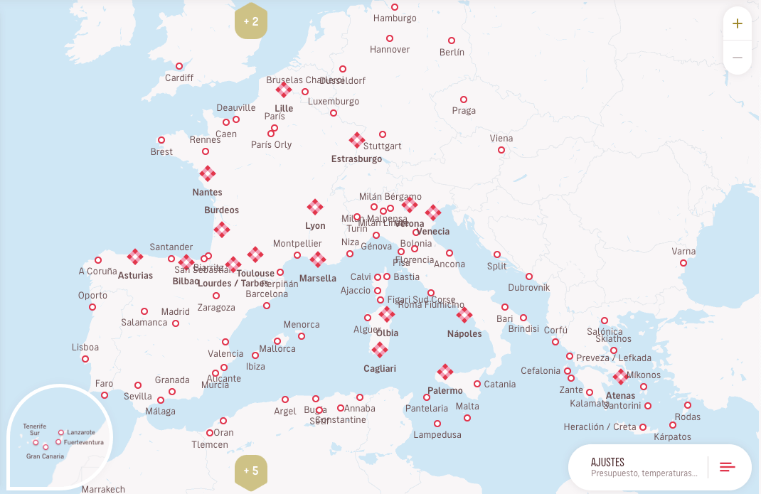 Todos los destinos de Volotea