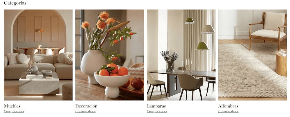 Las categorías de productos en Westwing