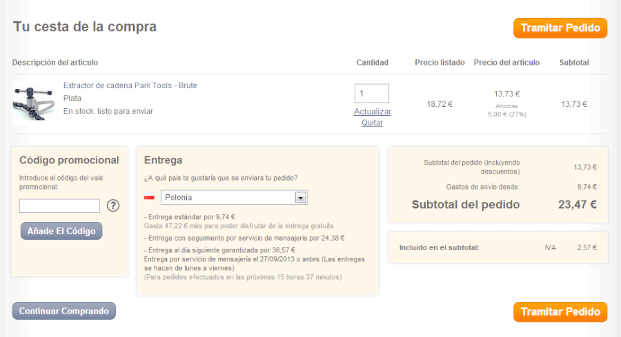 Cesta de compra con codigo descuento Wiggle Realización del pedido con cupones promocionales Wiggle