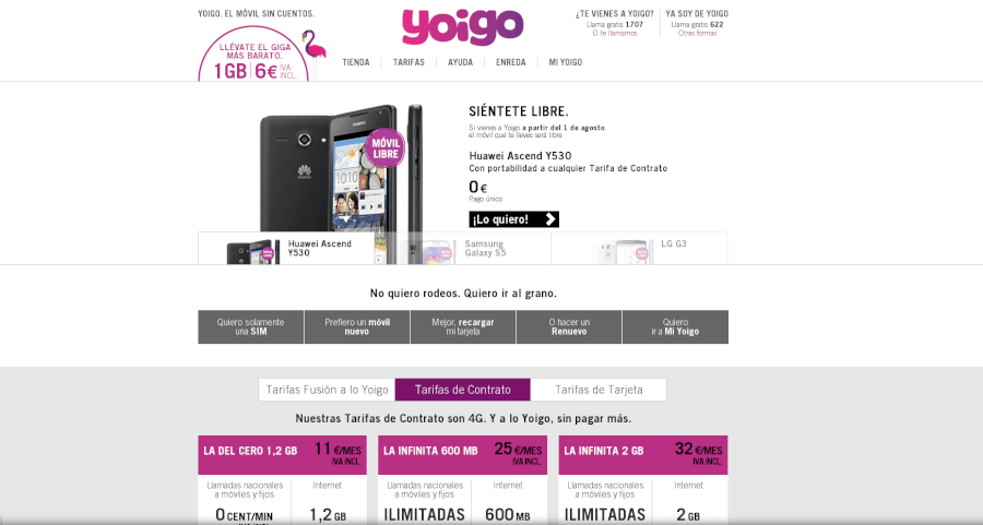 Yoigo página principal página principal Yoigo - fácil y sin rodeos
