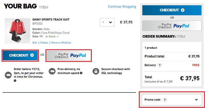 Syötä koodi ja siirry kassalle.