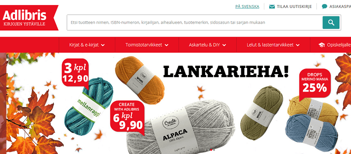 Valikoimassa on myös lankoja