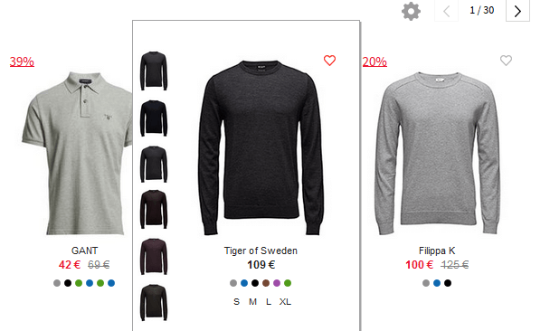 Kokovaihtoehdot ja lisää kuvia; lisää suosikkeihin tai klikkaa auki tuotetiedot.