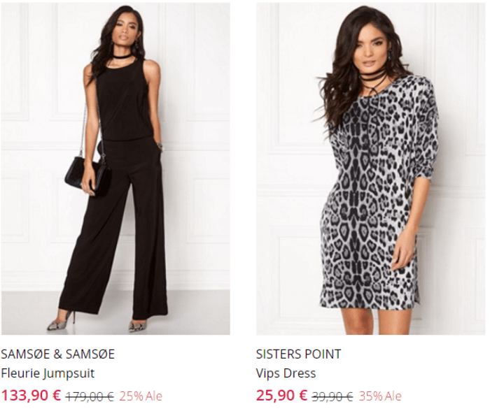 Naisten vaatteita alennetuin hinnoin