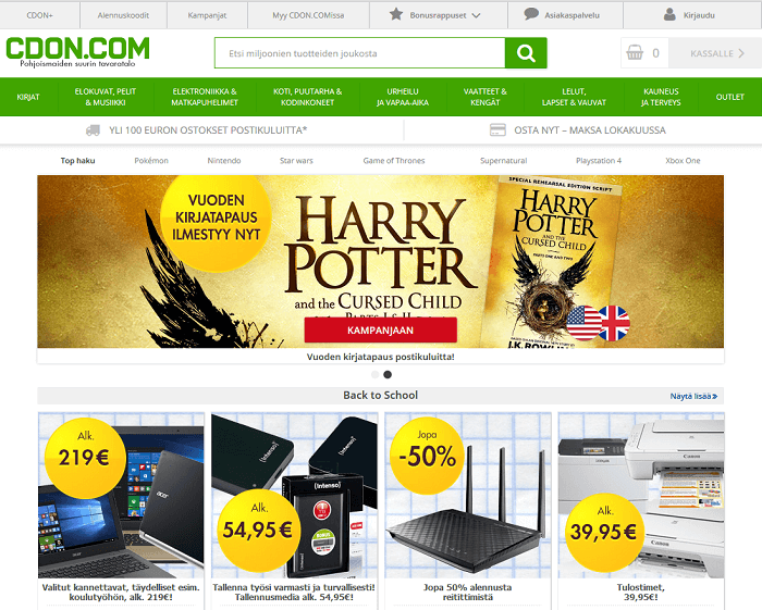 Tarjoukset löytyvät heti etusivulta