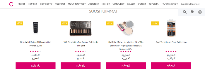 Runsaasti edullisia kosmetiikkatuotteita Runsaasti edullisia kosmetiikkatuotteita