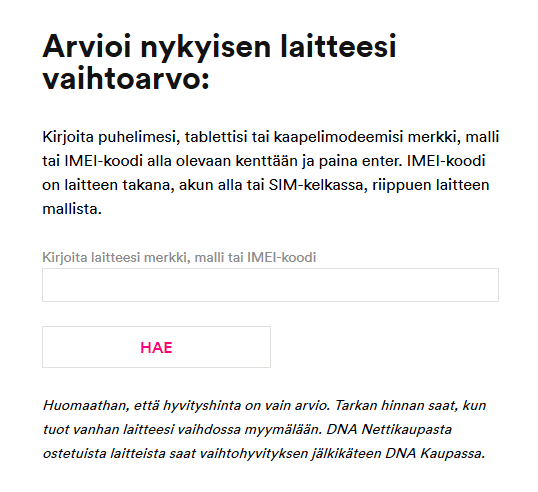 Laske vanhan laitteesi hyvitysarvo