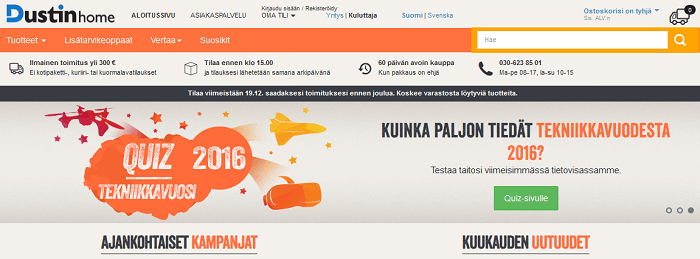 Etusivu ja päävalikko