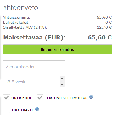 Lisää alekoodi tilaukseen