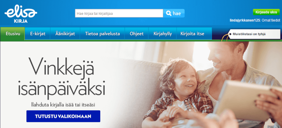Päävalikko/hakutoiminto