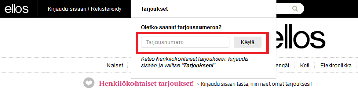 Alennuskoodin käyttö