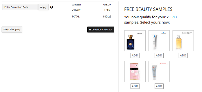 Lisää etukoodi ja valitse ilmaisnäyte