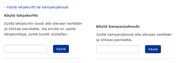 Lisää alennuskoodi tilaukseesi