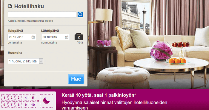 Käynnistä hotellihaku etusivulta