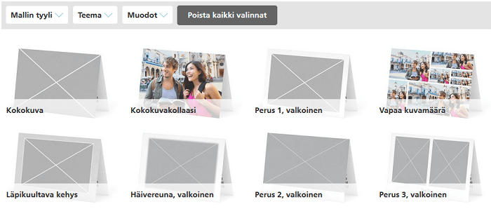 Selaa kuvatuotemalleja valikoiden avulla.