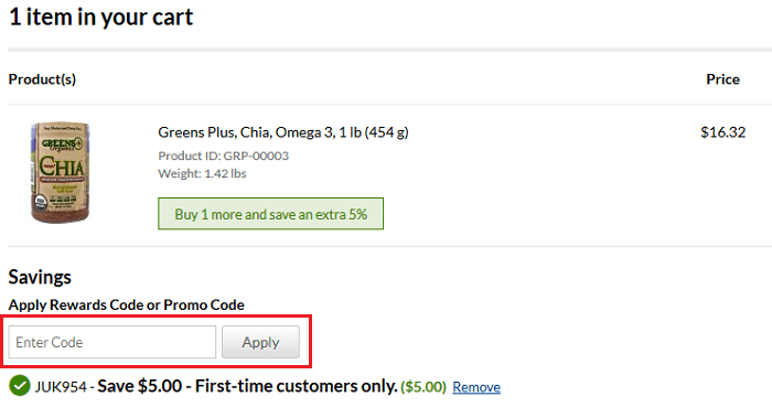 Syötä alennuskoodi, kun tuotteesi ovat ostoskorissa