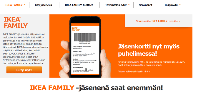 Ikea Family -kortin tilaaminen