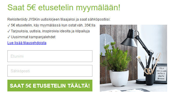 Uutiskirjeen tilaaja saa rahanarvoisen edun