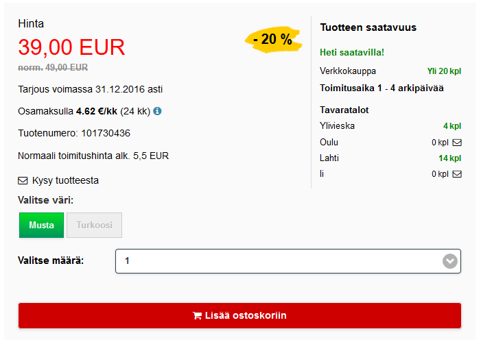 klikkaa tuotetta ja näet kaikki tarvittavat tiedot
