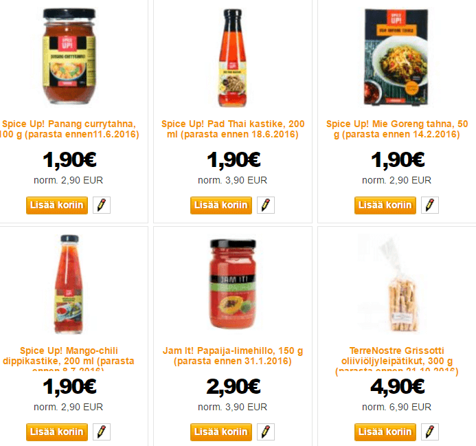 Kokkimanista elintarvikkeita alennetuin hinnoin