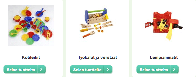 Valtavasti lelukategorioita