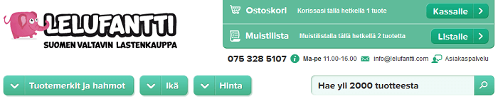 Rajaa leluhakua eri vaihtoehtojen avulla