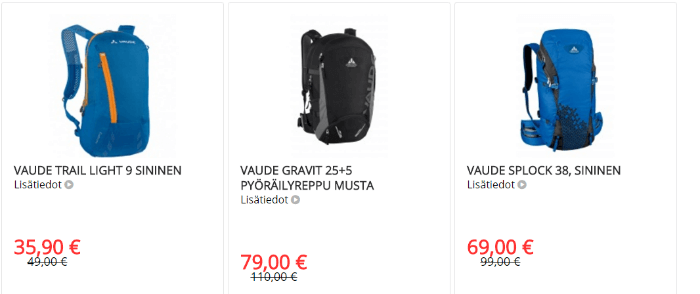 Reppuja alennetuin hinnoin