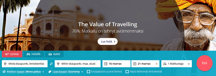 Etsi ja vertaile lentoja