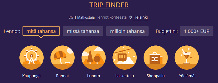 Löydä sopivin matka.