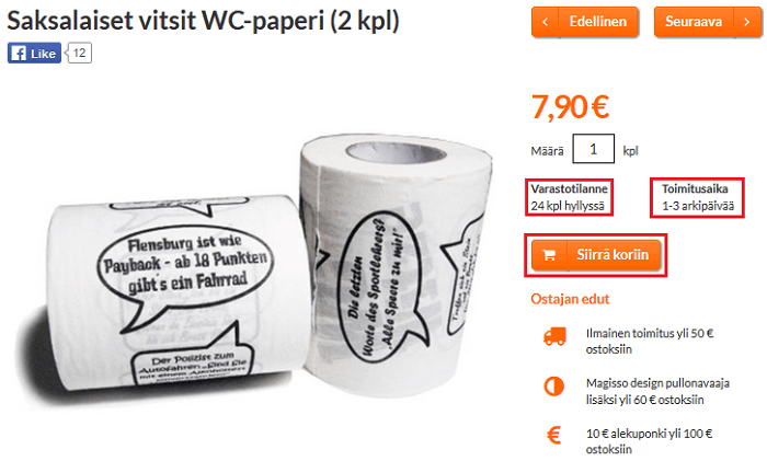 Tarkista saatavuus ja lisää ostoskoriin